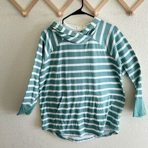 LuLaRoe Teal and White Striped Sweatshirt